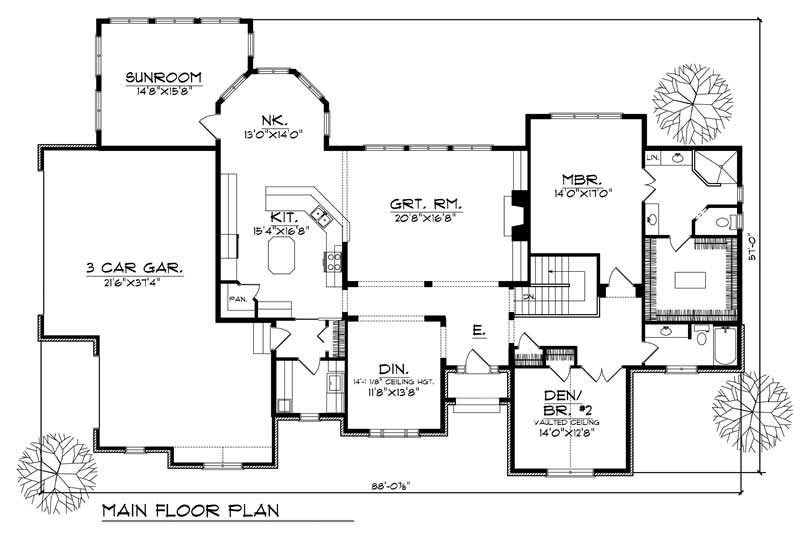 Floor Plan First Story of Ranch Plan #101-1455