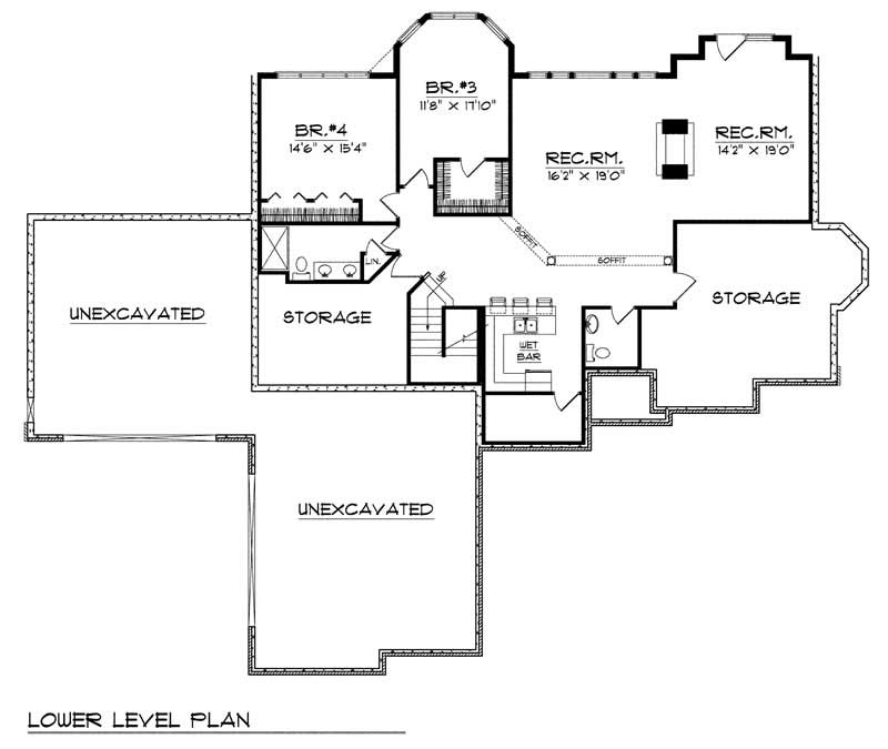 Floor Plan Basement of European Plan #101-1456
