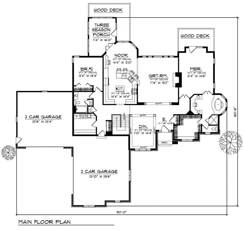 Floor Plan First Story of European Plan #101-1456