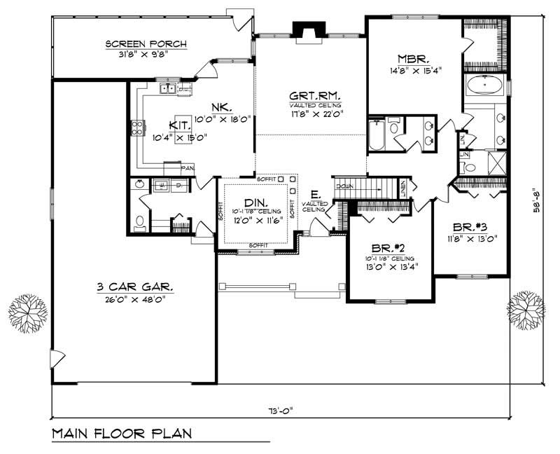 Floor Plan First Story of Country Plan #101-1457