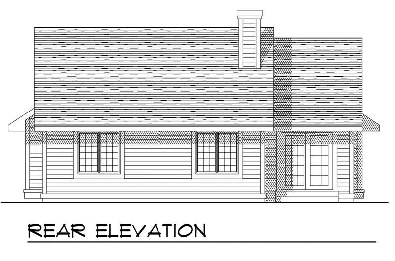 Home Plan Rear Elevation of this 3-Bedroom,1342 Sq Ft Plan -101-1458