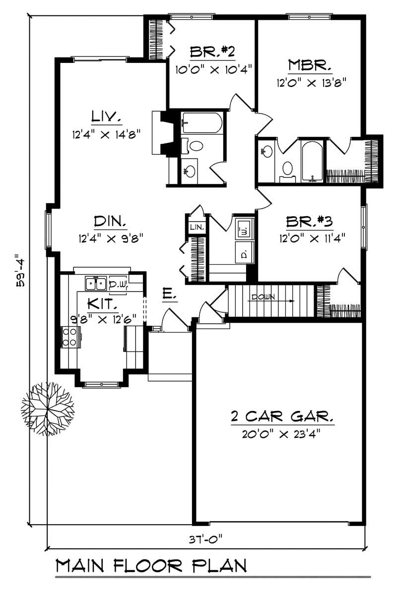 Floor Plan Second Story of Bungalow Plan #101-1458