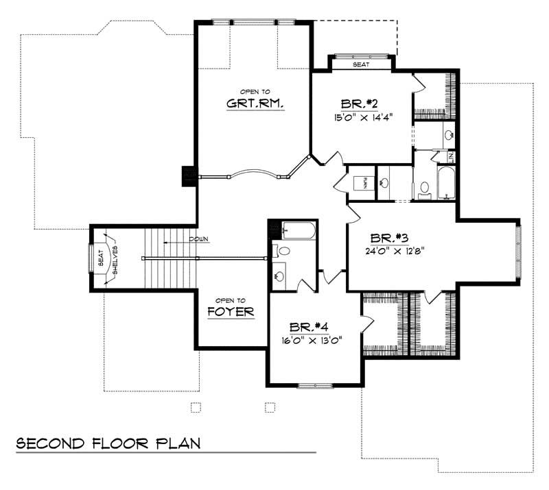 Floor Plan Second Story of European Plan #101-1461