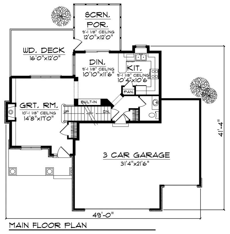 Floor Plan First Story of Ranch Plan #101-1462