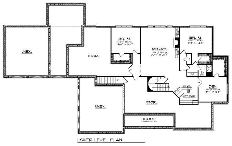 Floor Plan Basement of Cape Cod Plan #101-1466