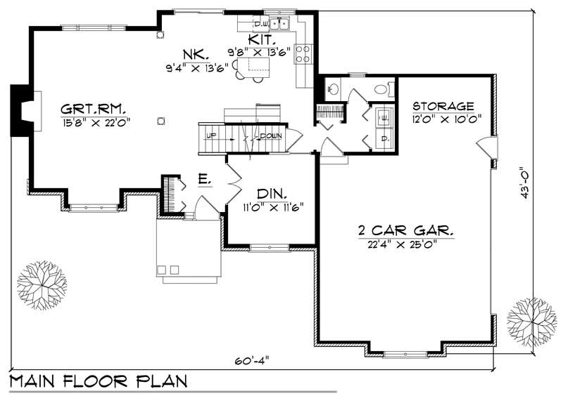 Floor Plan First Story of European Plan #101-1469