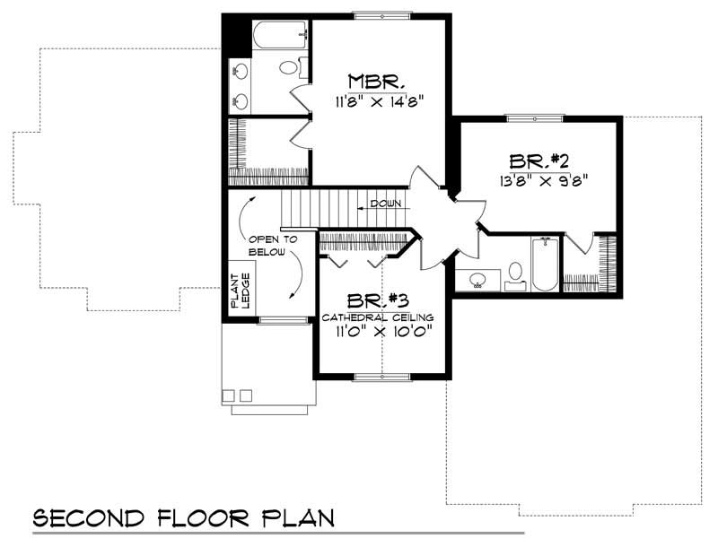 Floor Plan Second Story of European Plan #101-1469
