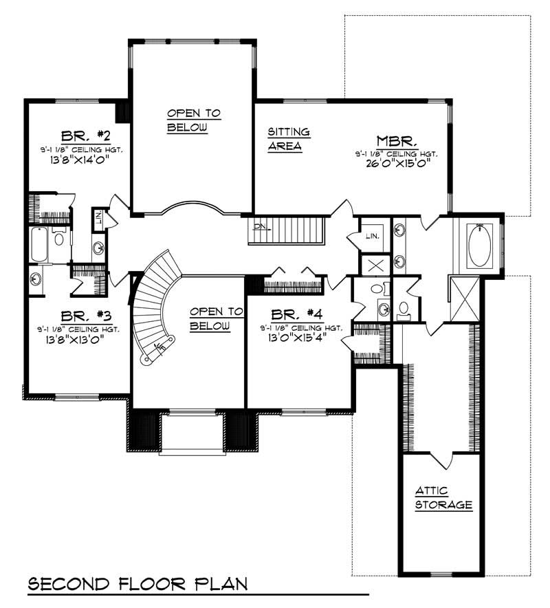 Floor Plan Second Story of European Plan #101-1472