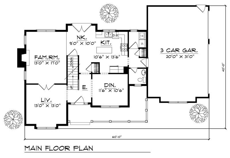 Floor Plan First Story of Cape Cod Plan #101-1473