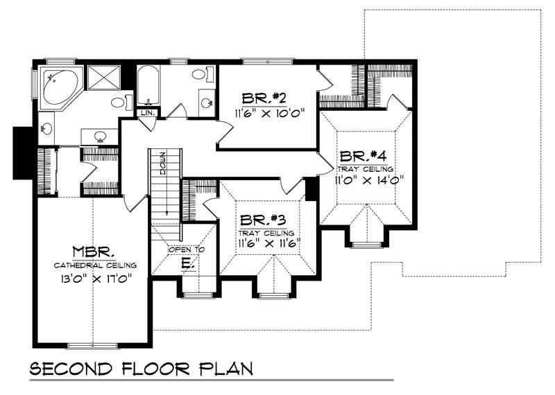 Floor Plan Second Story of Cape Cod Plan #101-1473