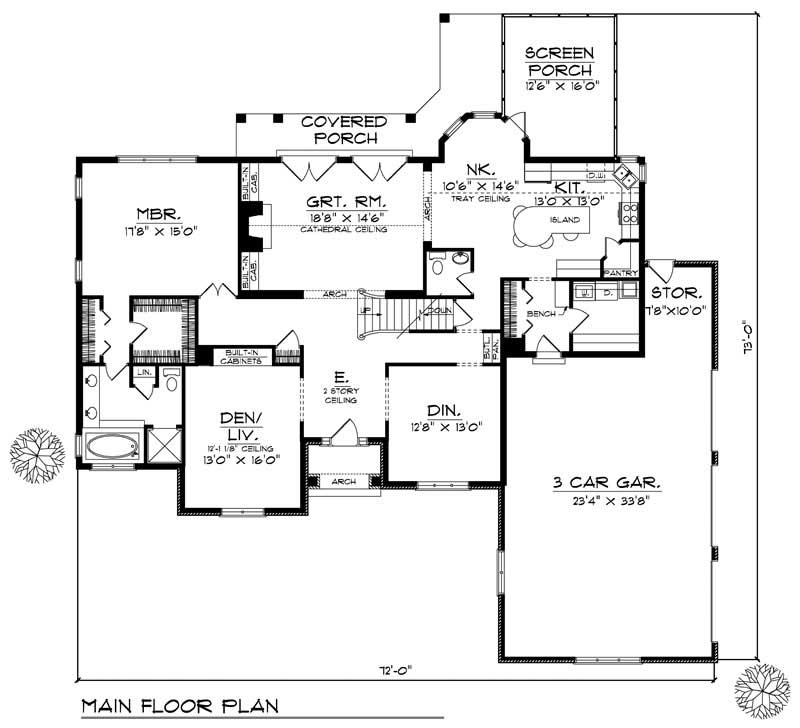 Floor Plan First Story of European Plan #101-1474