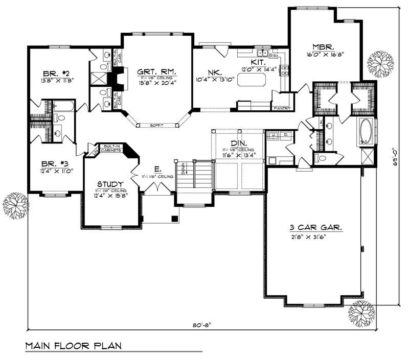 Floor Plan First Story of European Plan #101-1475