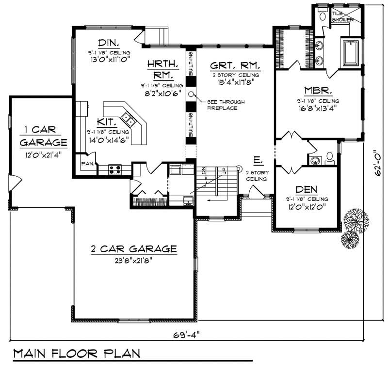 Floor Plan First Story of Prairie Plan #101-1476