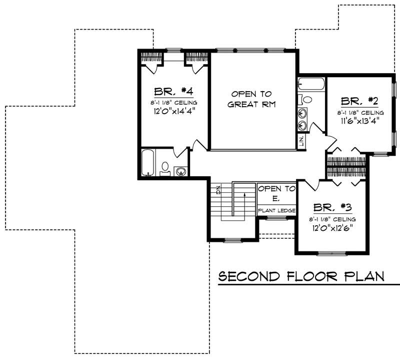 Floor Plan Second Story of Prairie Plan #101-1476