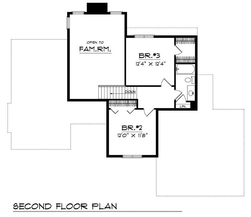 Floor Plan Second Story of Country Plan #101-1477