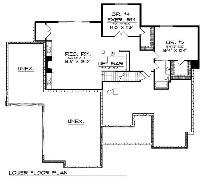 Floor Plan Basement of Country Plan #101-1480