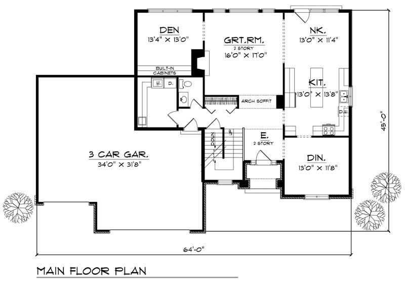 Floor Plan First Story of European Plan #101-1481