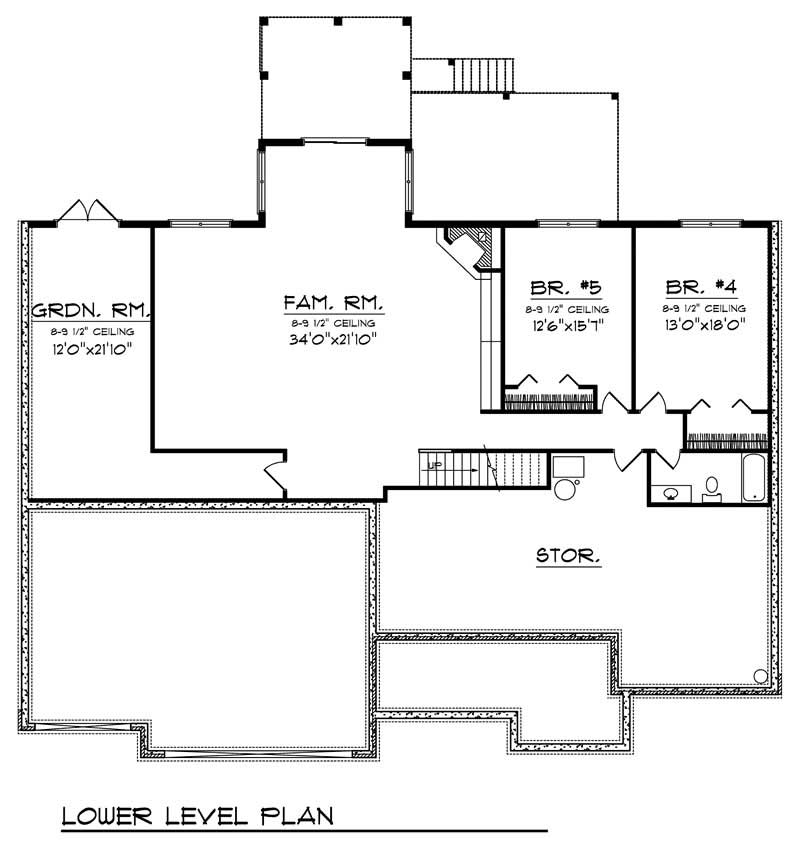Floor Plan Basement of Ranch Plan #101-1482