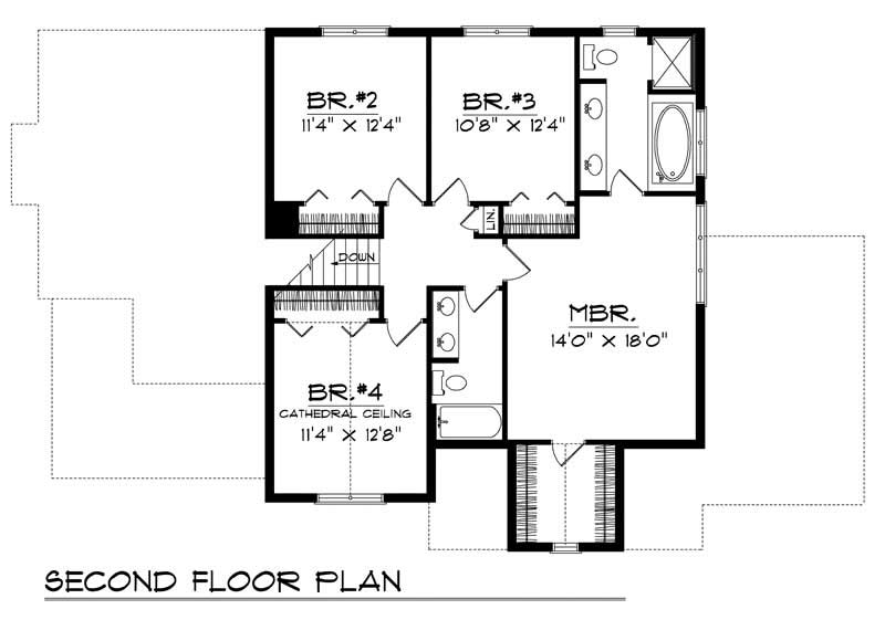 Floor Plan Second Story of Country Plan #101-1483