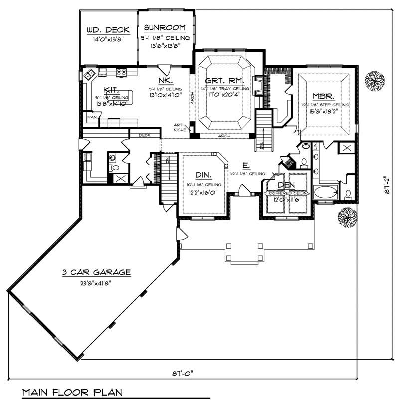 Floor Plan First Story of European Plan #101-1484