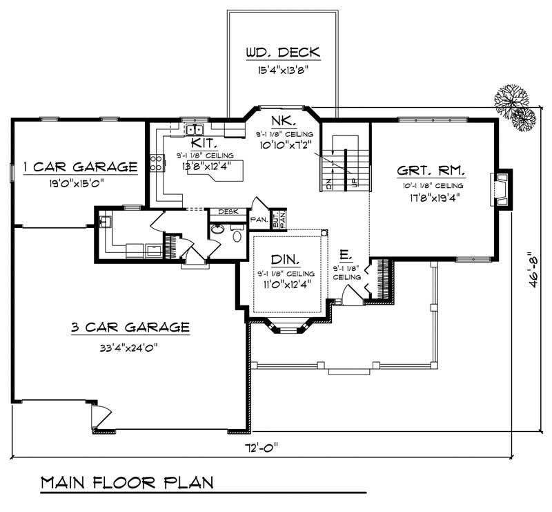 Floor Plan First Story of Country Plan #101-1490