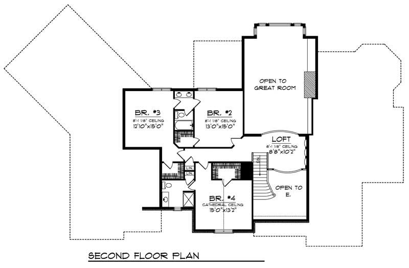 Floor Plan Second Story of Country Plan #101-1491