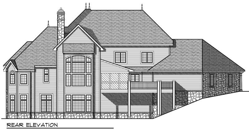 Home Plan Rear Elevation of this 4-Bedroom,4050 Sq Ft Plan -101-1491