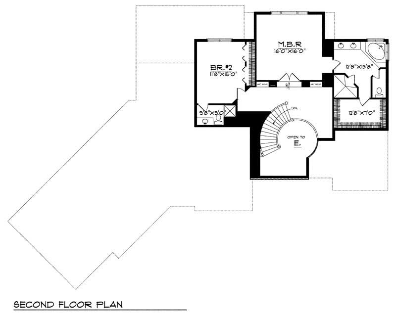 Floor Plan Second Story of Cape Cod Plan #101-1492