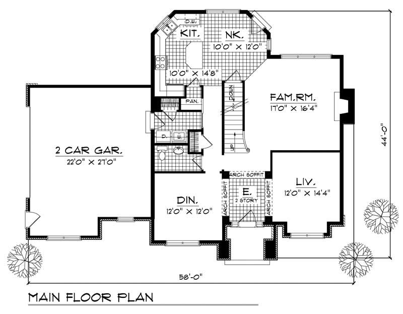 Floor Plan First Story of European Plan #101-1493