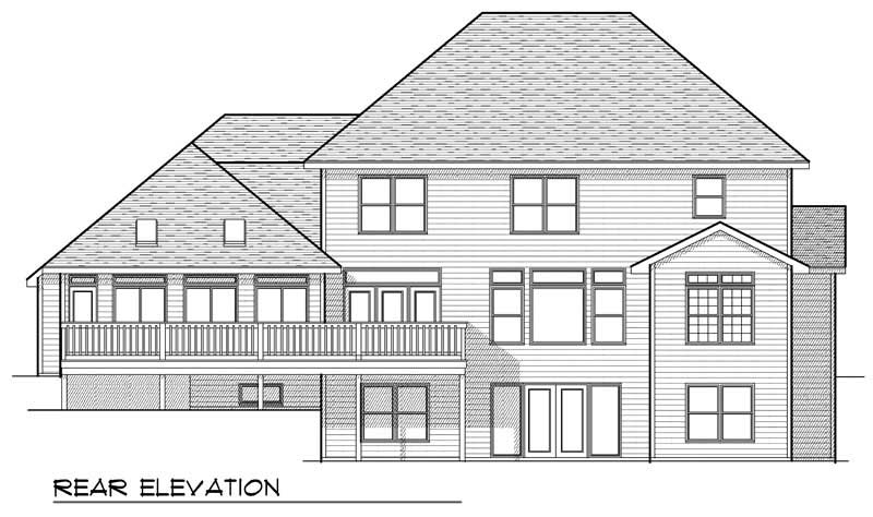 Home Plan Rear Elevation of this 4-Bedroom,3938 Sq Ft Plan -101-1494