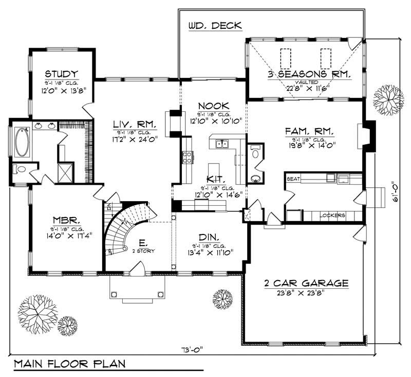 Floor Plan First Story of European Plan #101-1494