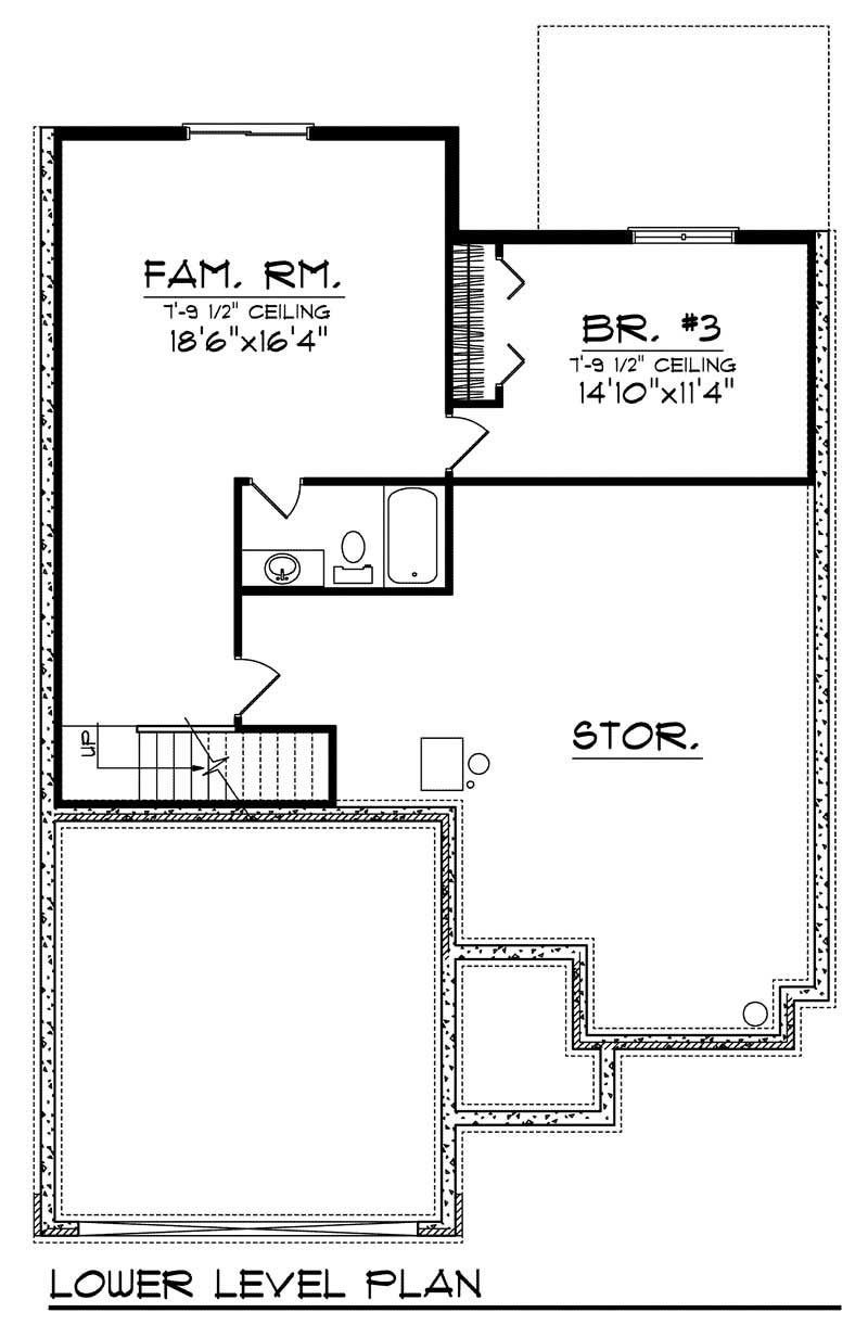 Floor Plan Basement of Bungalow Plan #101-1495