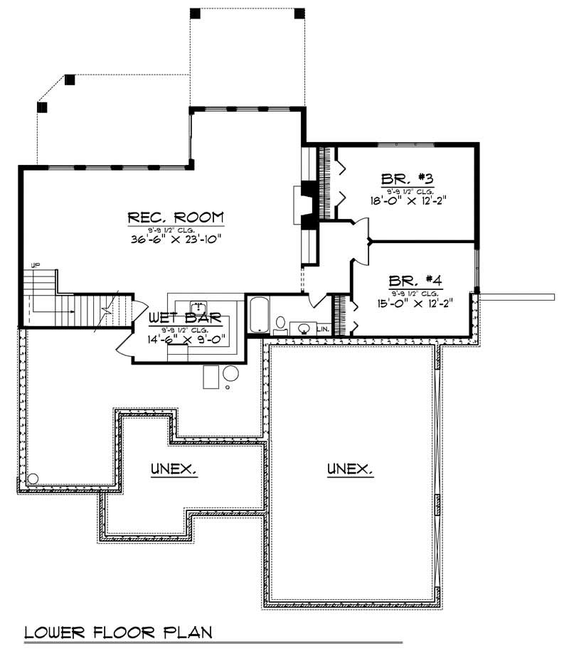 Floor Plan Basement of Ranch Plan #101-1497