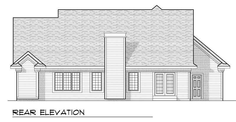 Home Plan Rear Elevation of this 3-Bedroom,1640 Sq Ft Plan -101-1499