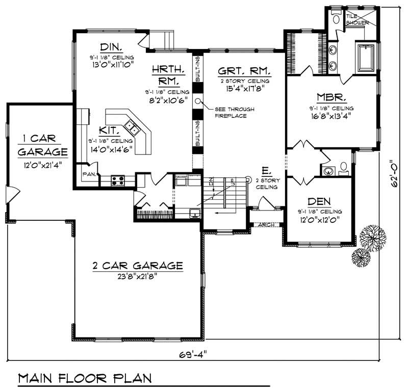 Floor Plan First Story of European Plan #101-1502