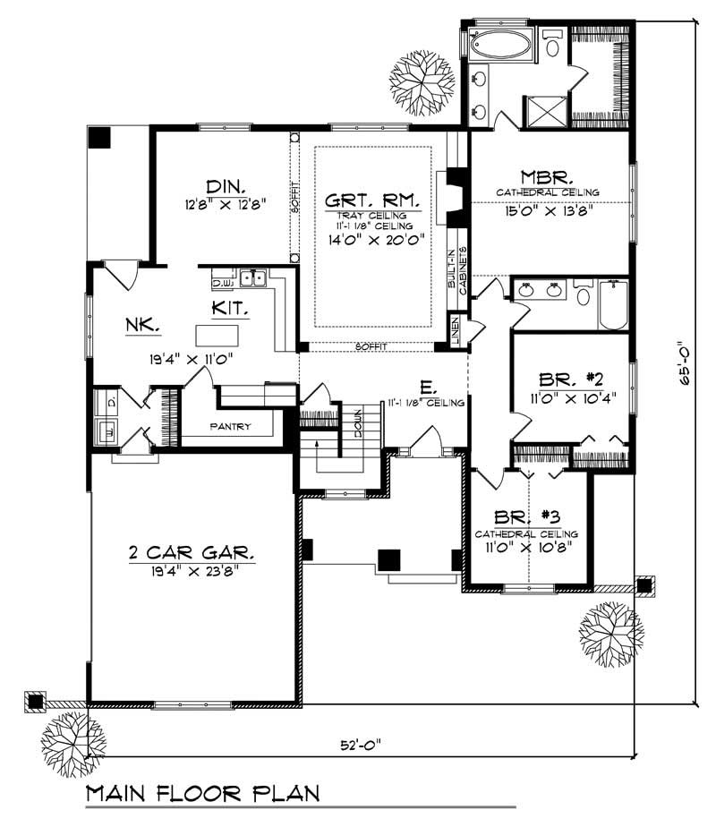 Floor Plan First Story of Craftsman Plan #101-1504