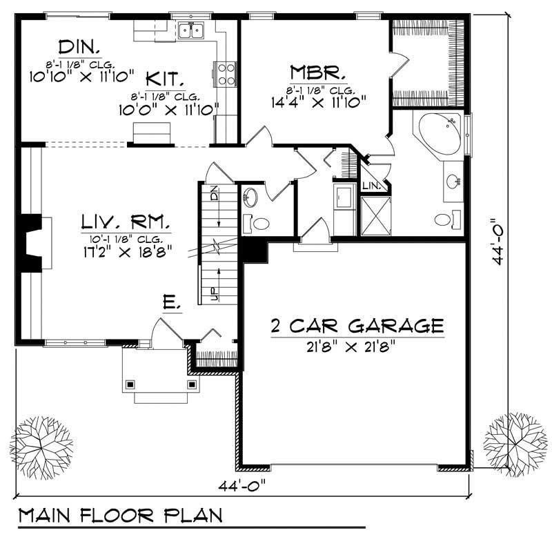 Floor Plan First Story of Craftsman Plan #101-1505