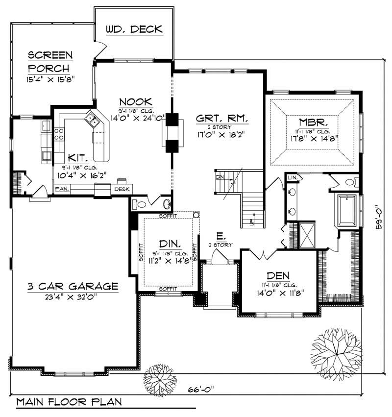 Floor Plan First Story of European Plan #101-1506