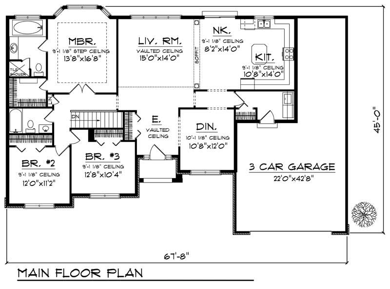 Floor Plan First Story of Ranch Plan #101-1507