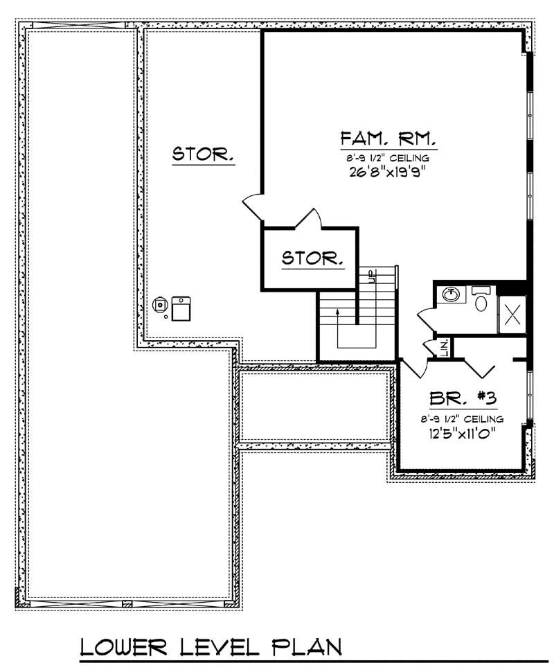 Floor Plan Basement of Ranch Plan #101-1510