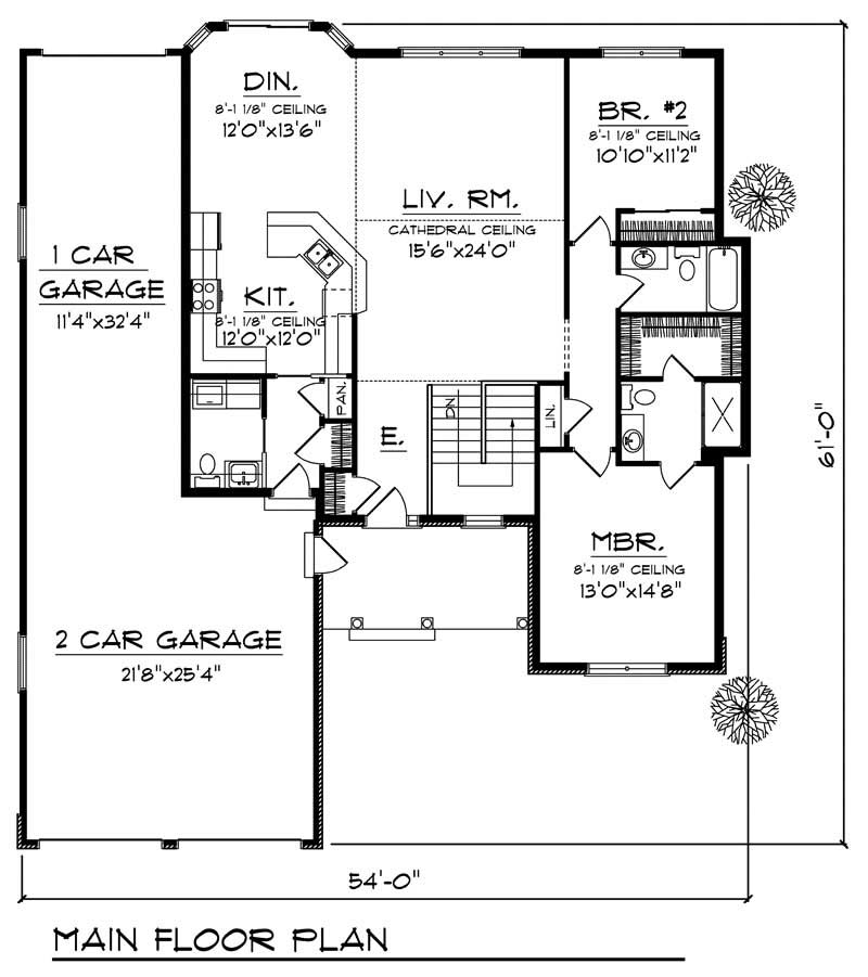 Floor Plan First Story of Ranch Plan #101-1510