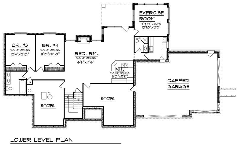 Floor Plan Basement of Ranch Plan #101-1512