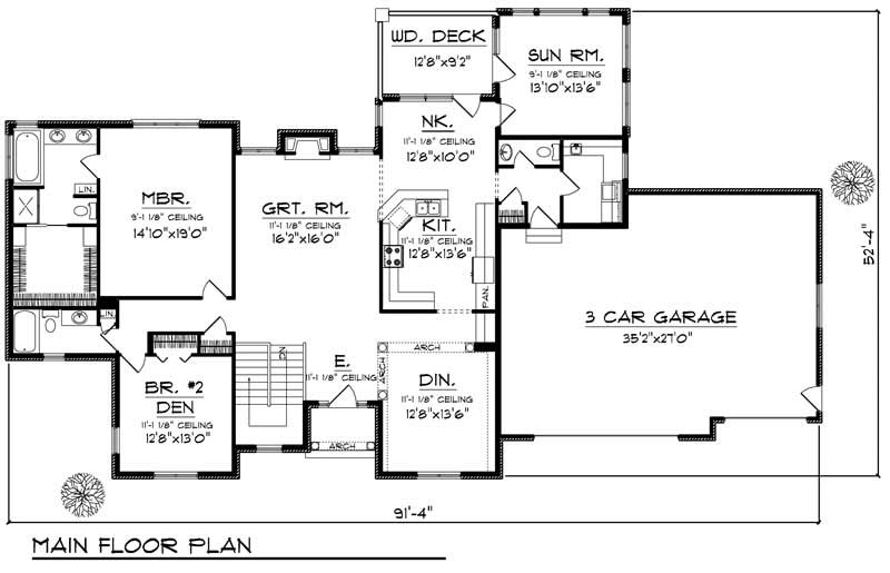 Floor Plan First Story of Ranch Plan #101-1512