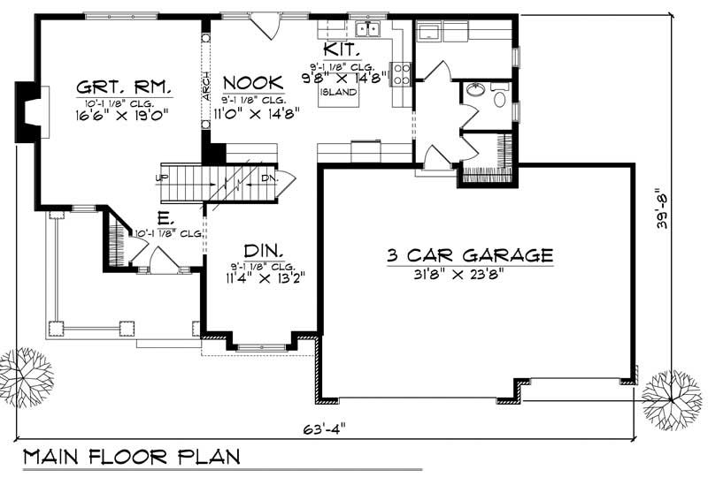 Floor Plan First Story of Craftsman Plan #101-1513