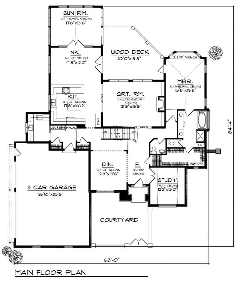 Floor Plan First Story of European Plan #101-1515