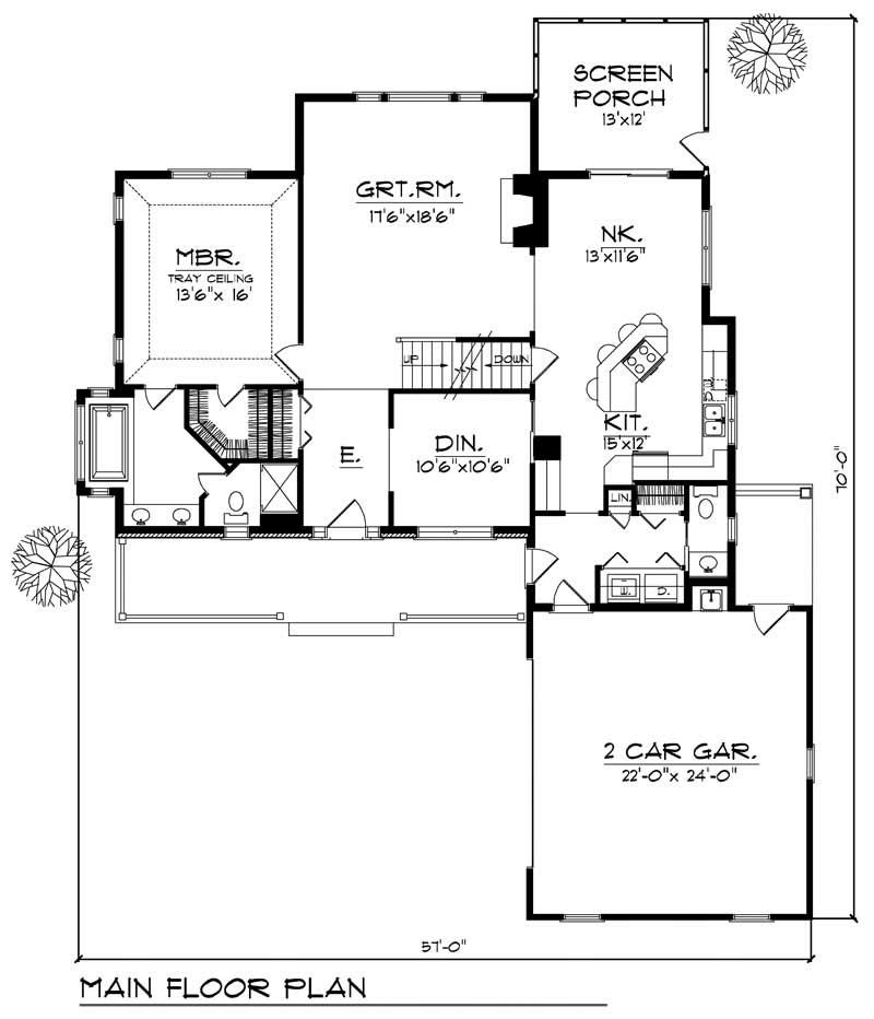 Floor Plan First Story of Country Plan #101-1517