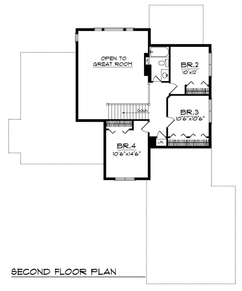 Floor Plan Second Story of Country Plan #101-1517