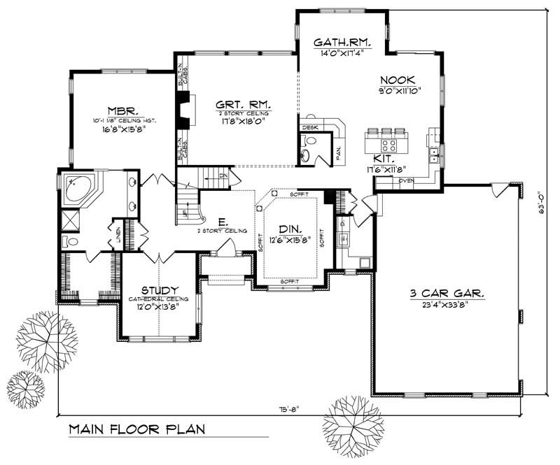 Floor Plan First Story of Mediterranean Plan #101-1518