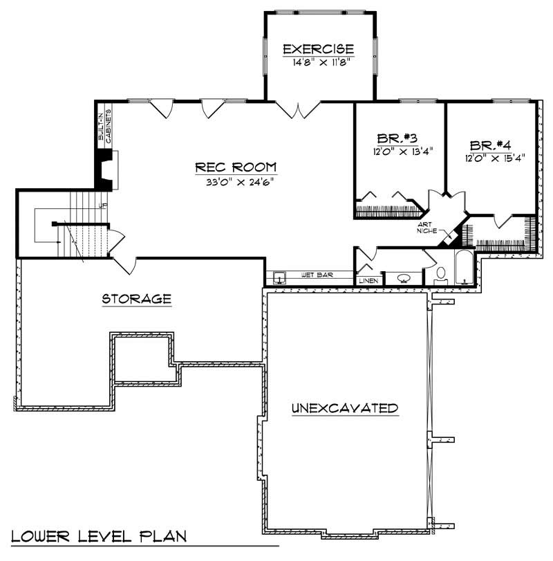 Floor Plan Basement of European Plan #101-1522