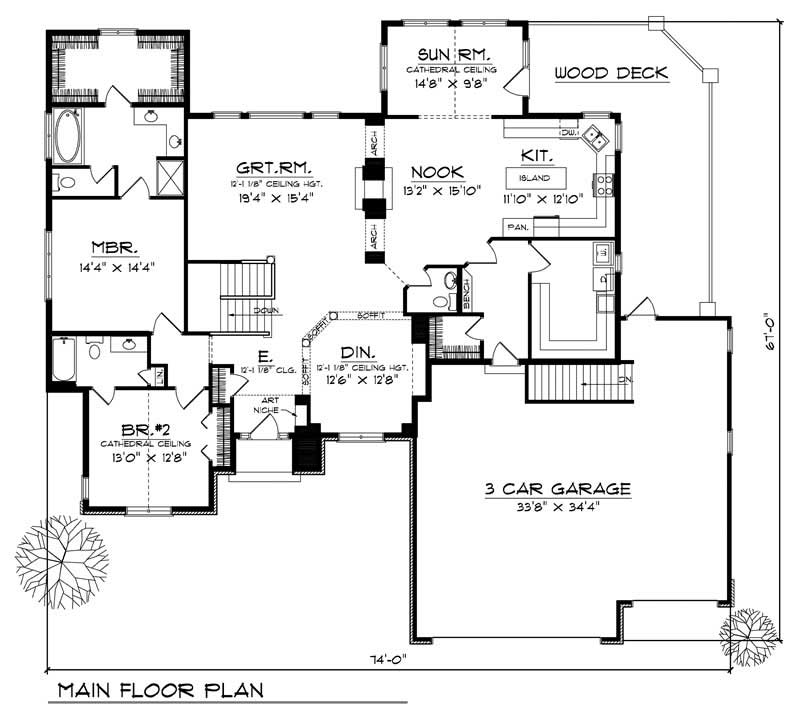 Floor Plan First Story of Ranch Plan #101-1523
